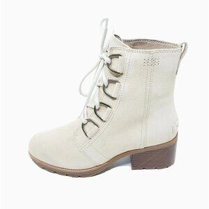 Sorel Cate Lace Booties Suede Beige Waterproof Block Heel Womens Size US 6
